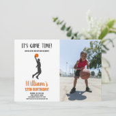 バスケットボールオンハンド誕生日招待状(写真あり) 招待状 (スタンド正面)