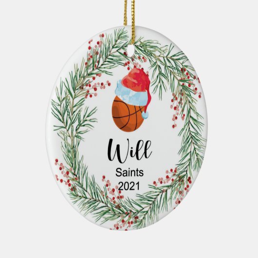 バスケットボールオーナメントパーソナライズされたカスタム セラミックオーナメント (右)