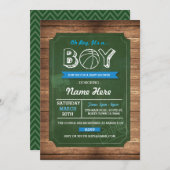 バスケットボールオーボーイベビーシャワースポーツ招待状 招待状 (正面/裏面)