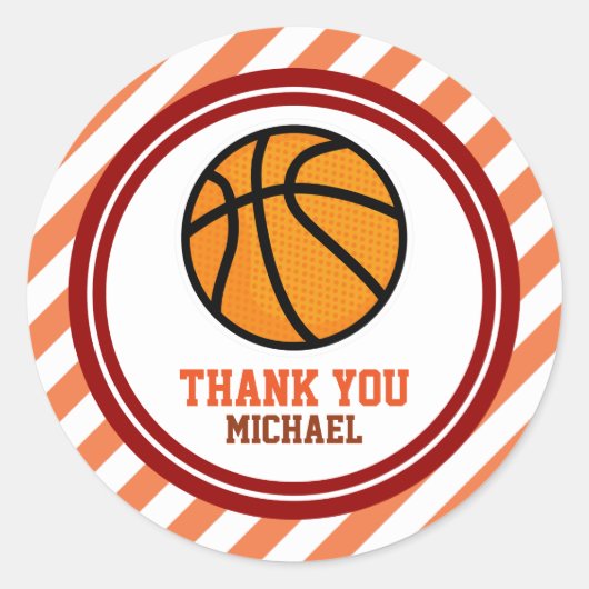 バスケットボールオールスタースポーツサンキューメッセージカード ラウンドシール (正面)
