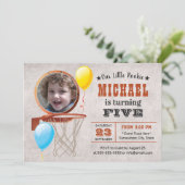 バスケットボールオールスタースポーツテーマ写真誕生日 招待状 (スタンド正面)