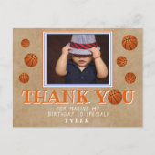 バスケットボールオールド紙誕生日ありがとう写真 ポストカード (正面)