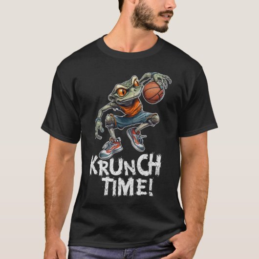 バスケットボールカエル付きのカエル Tシャツ (正面)