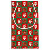 バスケットボールカスタムのクリスマス選手の名前Santa スモールペーパーバッグ (裏面)