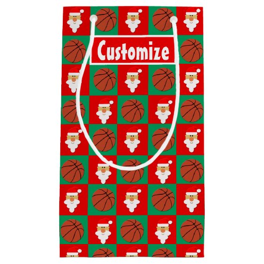 バスケットボールカスタムのクリスマス選手の名前Santa スモールペーパーバッグ (正面)