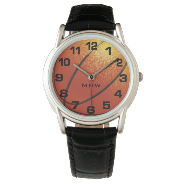 バスケットボールカスタムのモノグラム時計 腕時計 (正面)