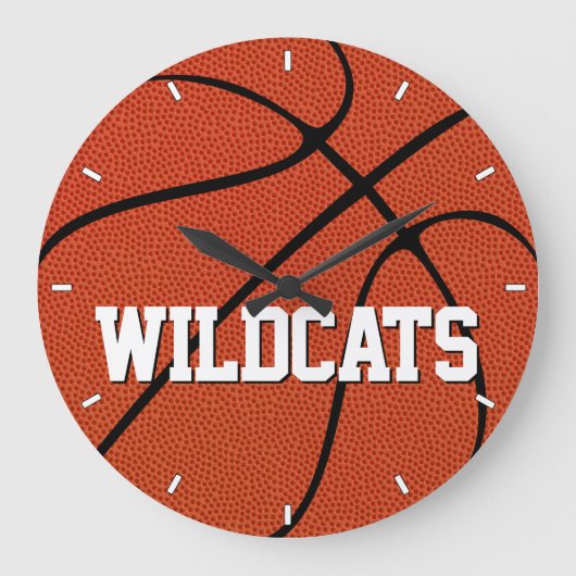 バスケットボールカスタムチーム名または文字スポーツ ラージ壁時計 (正面)