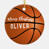 バスケットボールカスタムネーム メリークリスマス セラミックオーナメント (正面)