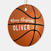 バスケットボールカスタムネーム メリークリスマス セラミックオーナメント (左)