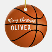 バスケットボールカスタムネーム メリークリスマス セラミックオーナメント (裏面)