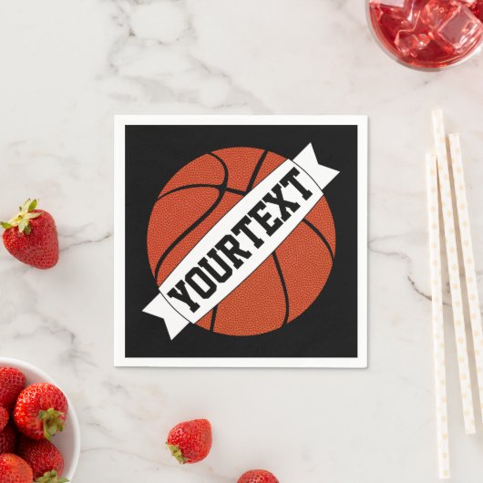 バスケットボールカスタムパーティーチーム名または文字スポーツ スタンダードカクテルナプキン (インサイチュ)
