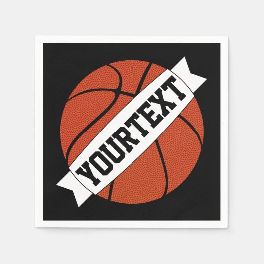 バスケットボールカスタムパーティーチーム名または文字スポーツ スタンダードカクテルナプキン (正面)