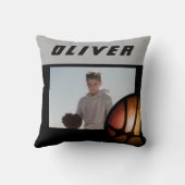 バスケットボールカスタムボールの写真と名前 クッション (裏面)