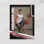 バスケットボールカスタム選手のブラックトレーディングカードレッド コーリングカード (正面)