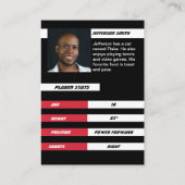 バスケットボールカスタム選手のブラックトレーディングカードレッド コーリングカード (裏面)