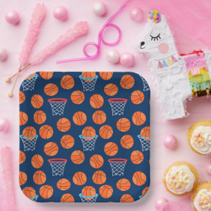 バスケットボールカッコいいスポーツタイルパーティー  ペーパープレート