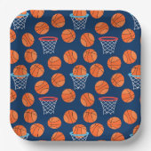 バスケットボールカッコいいスポーツタイルパーティー  ペーパープレート (正面)