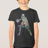 バスケットボールカラフル選手のシルエット トライブレンドＴシャツ (正面)