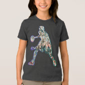 バスケットボールカラフル選手のシルエット トライブレンドＴシャツ (正面)