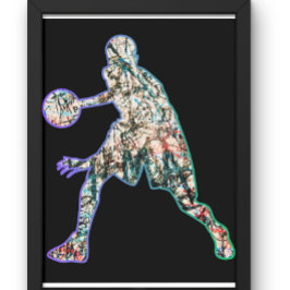 バスケットボールカラフル選手のシルエット トライブレンドＴシャツ