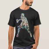 バスケットボールカラフル選手のシルエット Tシャツ (正面)