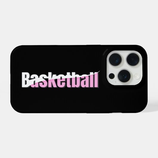 バスケットボールガーリー選手ピンクタイポグラフィ iPhoneケース (裏面横)