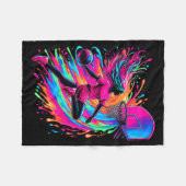 バスケットボールガールカラフル フリースブランケット (正面(横))