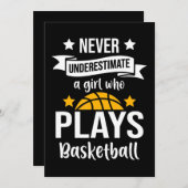 バスケットボールガールズギフトIバスケ選手 招待状 (正面/裏面)