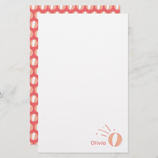 バスケットボールガールズ名前をカスタムするギフトパーソナライズされた 便箋 (正面/裏面)