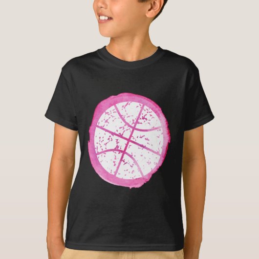 バスケットボールガールピンク水彩 Tシャツ (正面)
