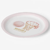 バスケットボールガール誕生日 パーソナライズされた ペーパープレート (アングル)