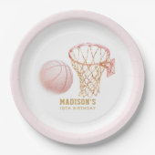 バスケットボールガール誕生日 パーソナライズされた ペーパープレート (正面)