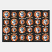 バスケットボールキッズハッピーバースデー時代写真 ラッピングペーパーシート (正面3)