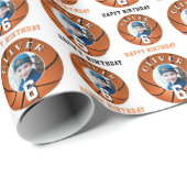 バスケットボールキッズハッピーバースデー時代写真 ラッピングペーパー (ロールコーナー)