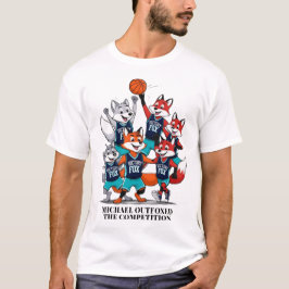 バスケットボールキツネOutfoxed Competition Mens Cartoon Tシャツ