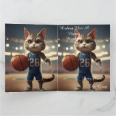バスケットボールキャットビッグ誕生日カード カード (内部)