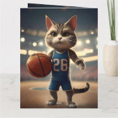 バスケットボールキャットビッグ誕生日カード カード (裏面)