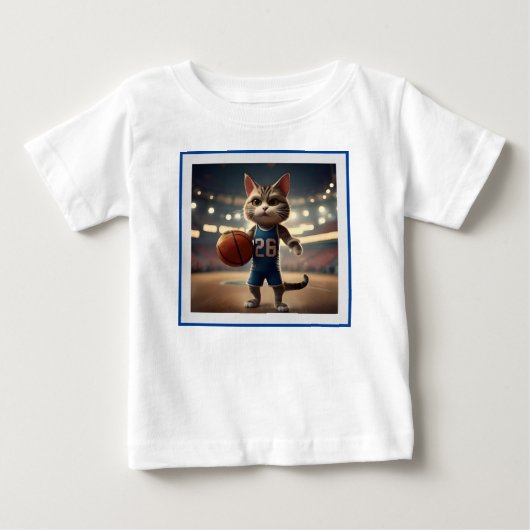 バスケットボールキャット ベビーTシャツ (正面)