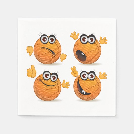 バスケットボールキャラクター紙ナプキンス スタンダードカクテルナプキン (正面)