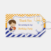 バスケットボールキュートブラウンヘアボーイギフトラベル ギフトタグ (正面(横))