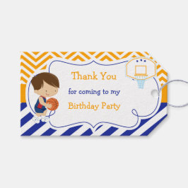 バスケットボールキュートブラウンヘアボーイギフトラベル ギフトタグ