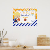 バスケットボールキュートブロンドボーイ誕生日 ポスター (キッチン)