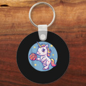 バスケットボールキュートユニコーンスケッチアートワークバスケットボール キーホルダー (正面)