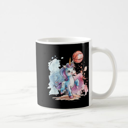 バスケットボールキュートユニコーンバスケットボールオーバースケッチA コーヒーマグカップ (右)