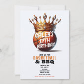 バスケットボールキング金ゴールドクラウンフォト誕生日 招待状 (正面)