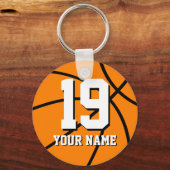 バスケットボールキーチェーン |名パーソナライズされた前 キーホルダー (正面)
