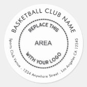 バスケットボールクカスタムラブのロゴの差出人住所 ラウンドシール (正面)