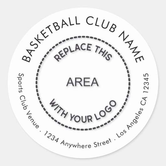 バスケットボールクカスタムラブのロゴの差出人住所 ラウンドシール (正面)