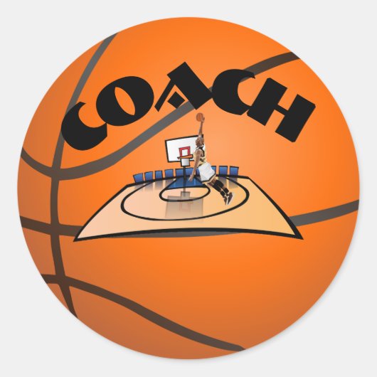 バスケットボールクラシックラウンドステッカー ラウンドシール (正面)