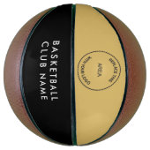 バスケットボールクラブ名ロゴブラック金ゴールドまたは任意の色 バスケットボール (縦)